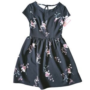BNWT Target Xhilaration Soft Girl Black Pink Floral Cap Sleeve Dress S Small Y2K